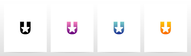  Star On Letter Logo Design U © recehan