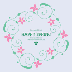 Vintage ornate of leaf and wreath frame, for happy spring greeting card design. Vector