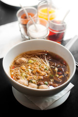Beef and meat ball noodle soup
