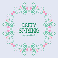 Obraz na płótnie Canvas Antique shape of leaf and pink flower frame, for happy spring greeting card wallpaper design. Vector