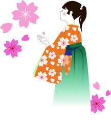 シンプルな袴の女性