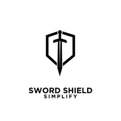 sword and shield logo icon design vector