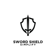 sword and shield logo icon design vector
