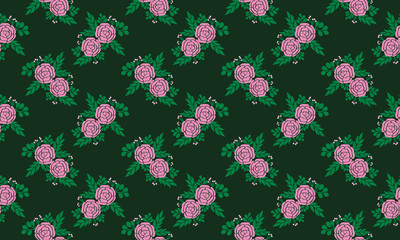 Seamless leaf and rose flower for spring, with leaf pattern elegant background.
