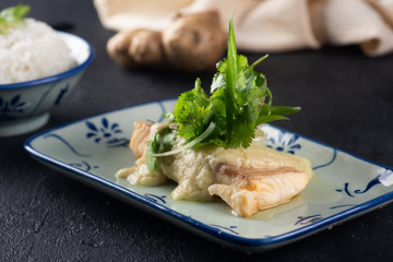 chinese steamed ginger fish with with rice