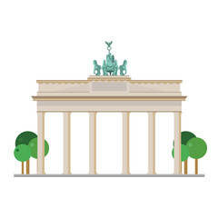 Brandenburg Gate (Berlin, Germany). Isolated on white background vector illustration. © asantosg