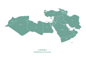 middle east map. arab countries map. 