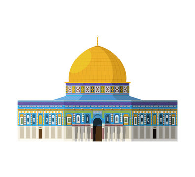 Dome of the Rock (Jerusalem). Isolated on white background vector illustration.