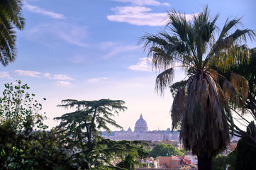 Fototapeta na wymiar Rooftops in Rome, Italy and Vatican City.