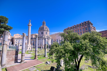 Fototapeta na wymiar Trajan's Column and Trajan's Forum located in Rome; Italy.