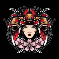 Obraz premium japanese women samurai vector logo