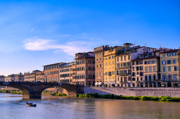 A view along the Arno River in Florence, Italy.