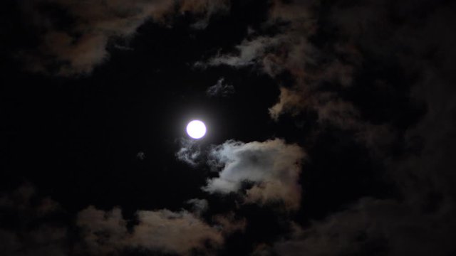 Full Moon In The Cloudy Sky