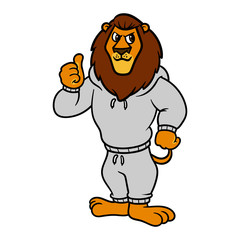 Cartoon Lion Wearing Hoodie Illustration