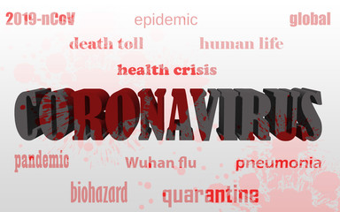 Fototapeta premium Coronavirus Illustration with Blood Spattered Text