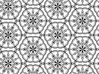 4K Seamless Mandala illustrations pattern on white background.