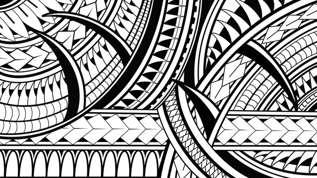 Maori Polynesian pattern illustrations on white background.