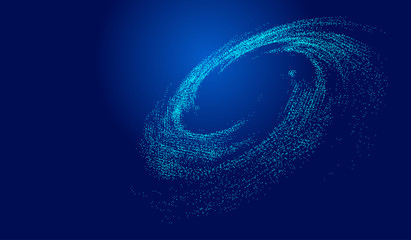 Dark blue universe vortex, particle building network technology big data abstract background