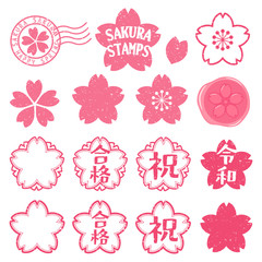 桜　スタンプ　セット - obrazy, fototapety, plakaty