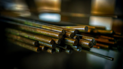 rolled metal products, iron rods in oil