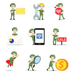 Set character of man join in army cadet for UK Military corps.
