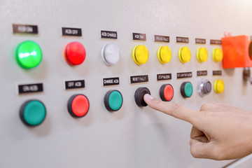 Engineer is check Electrical control panel in factory / Control panel System ready.