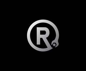 Circle R Letter Metal Logo Icon, Perfect for Technology  and Automotive Concept.