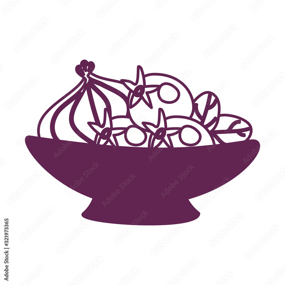 Sticker bowl with vegetables healthy food