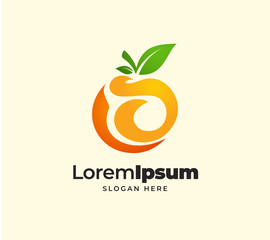 healthy fresh orange logo template