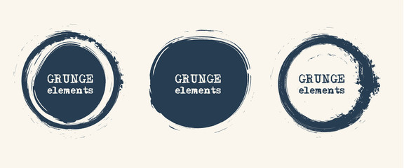 Set of grunge vector round and circle. Grunge background.