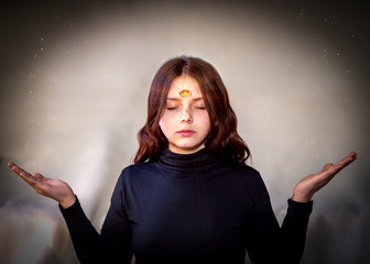 The clairvoyant girl in a trance state, the 