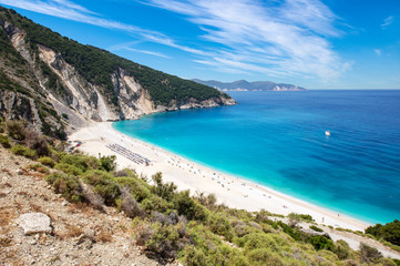 Famous beach Mirtos on Kefalonia island in Greece