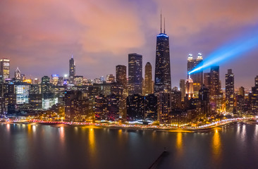 Fototapeta premium Chicago downtown buildings aerial skyline