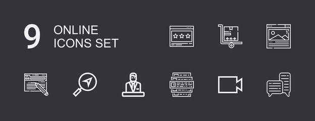 Editable 9 online icons for web and mobile