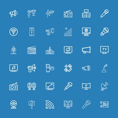 Editable 36 broadcast icons for web and mobile
