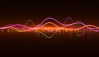 Audio digital equalizer technology, pulse musical.abstract of sound wave , light frequencies or bright equalizer . Neon colorful digital musical bar for technology concept