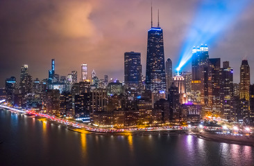 Obraz na płótnie Canvas Chicago downtown buildings aerial skyline