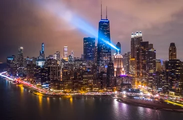 Fotobehang Chicago downtown buildings aerial skyline © blvdone