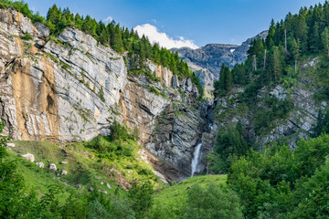 waterfall in the Alps near Saxeten valley