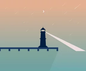 Zelfklevend Fotobehang lighthouse- vector illustration © Much