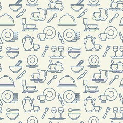 Beverages and food icons pattern. Restaurant food seamless background. Seamless pattern vector illustration