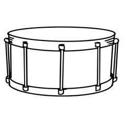 Hand Drawn Snare drum doodle isolated on white background. vector illustration.