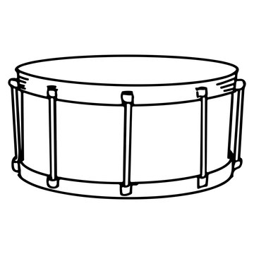 Hand Drawn Snare drum doodle isolated on white background. vector illustration.