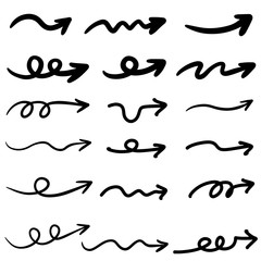 Set of Hand drawn vector arrows  doodle on white background.design element vector illustration.