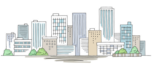 City graphic color cityscape skyline sketch illustration vector