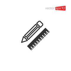 Pencil and Ruler Icon Design Vector