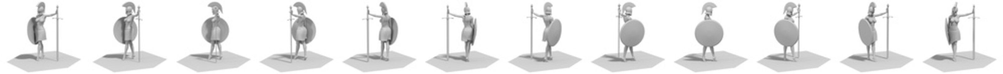 3D rendering, warrior character, illustration