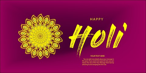 Happy holi vector elements for card design Holi festival horizental banners. Vector illustration. with colorful mandala art