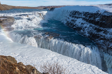 Beautiful Gulfoss waterfall at Golden Circle Iceland