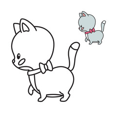Coloring page for little children. Outlined illustration of a cute kitten in cartoon style. Vector 8 EPS.